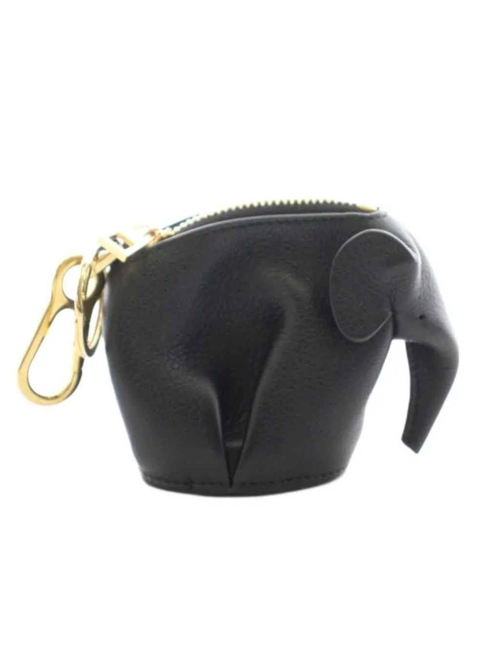 Loewe Elephant Charm Coin Purse Leather Black